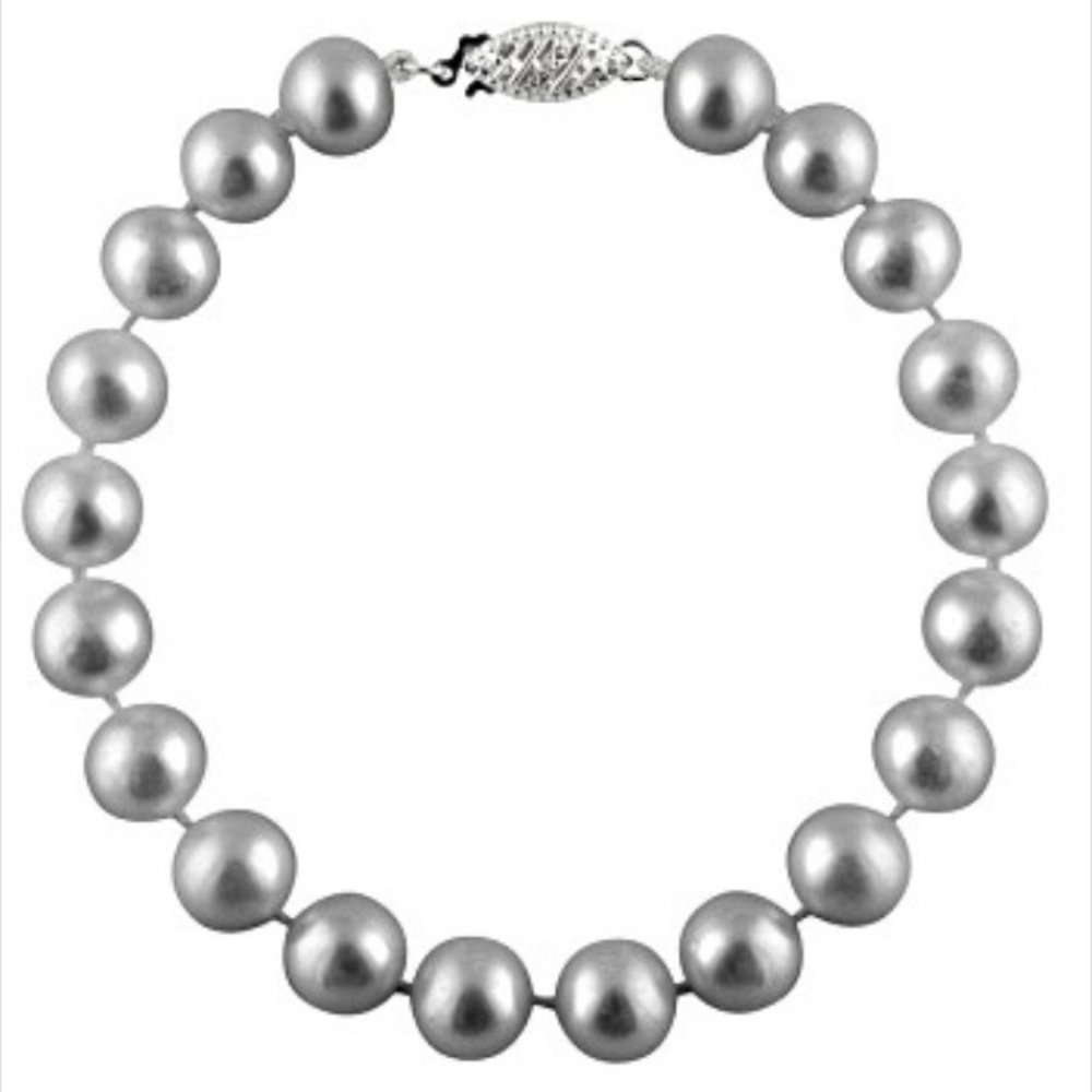 11-11.5mm Silver Cultured Freshwater Pearl Sterling Silver Line Bracelet 7.25 in